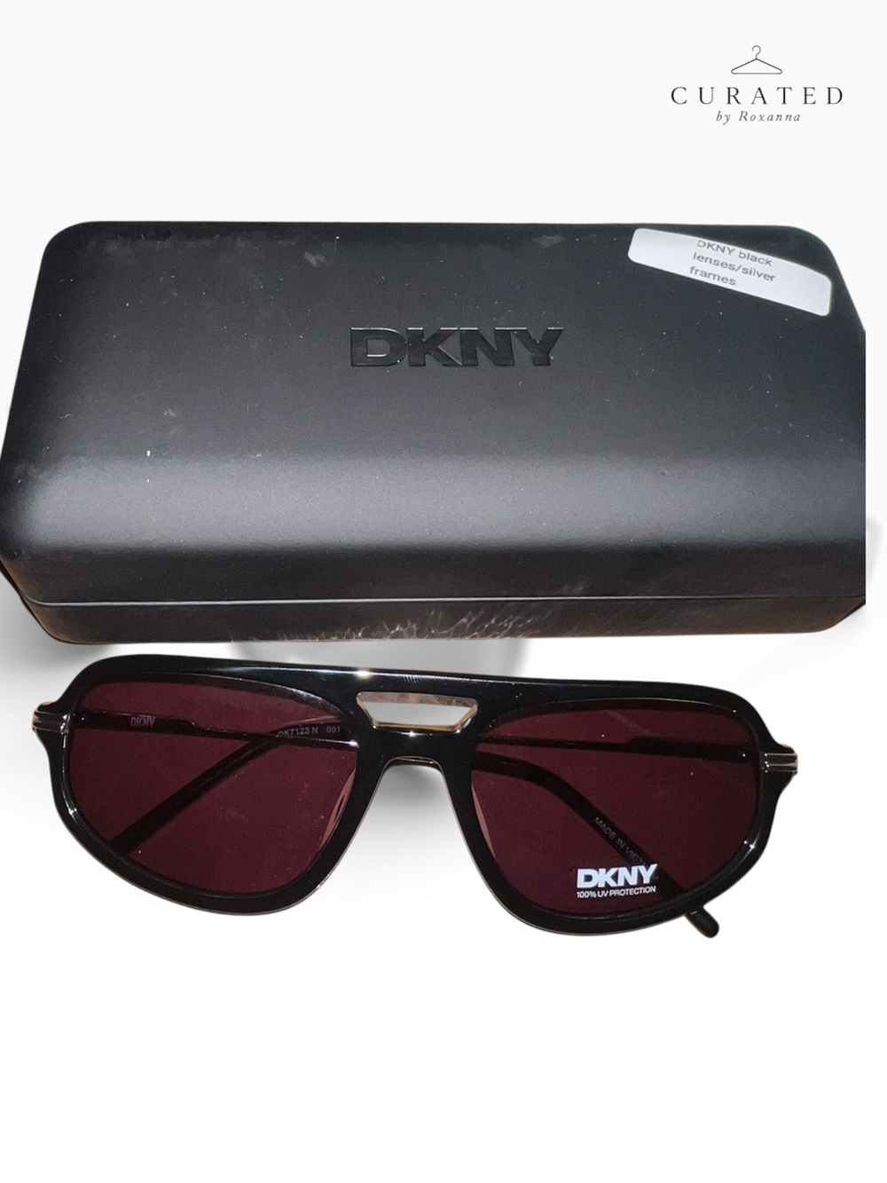 ✨ DKNY DK712S Black Gold Aviator Unisex Sunglasses + Case